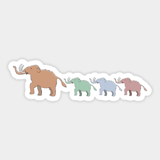 Woolly Mammoth Family - Cute prehistoric kids cartoon Sticker